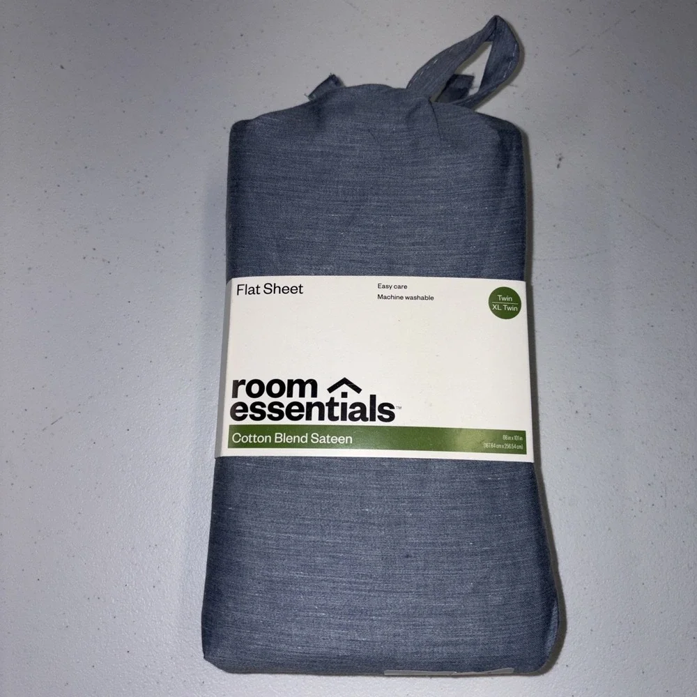 Room Essentials Easy Care Cotton Blend Sateen Flat Sheet Twin (XL) NWT